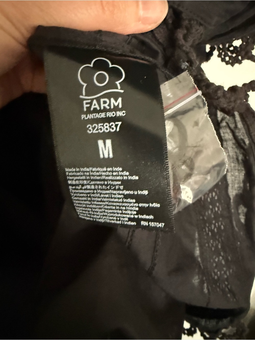 FARM Rio Black Short dress with long sleeves in cotton - Picture 4 of 6